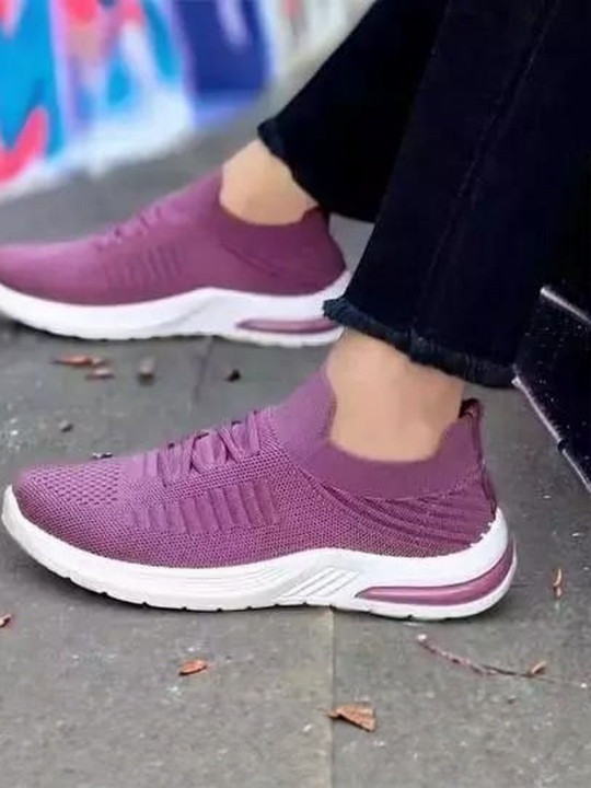 Purple and white Women Lace-Ups Running Sports Shoes
